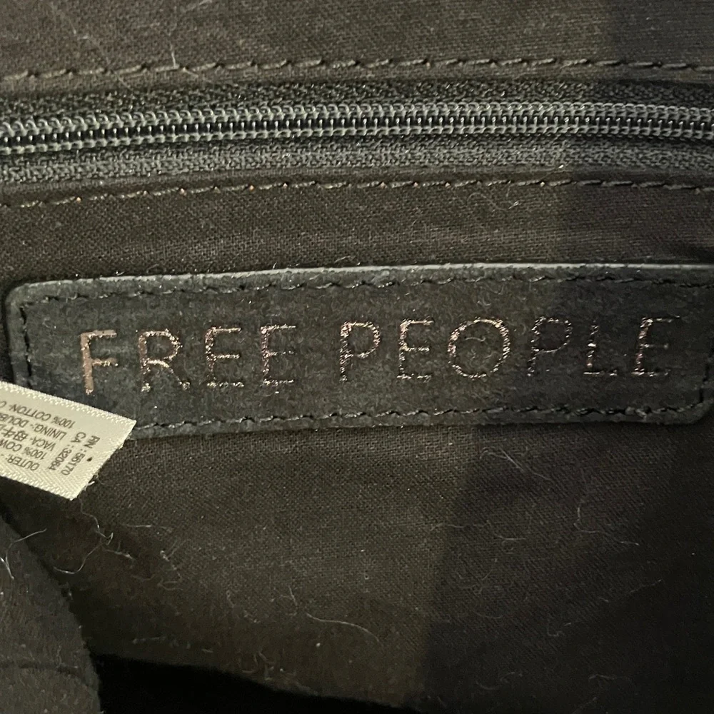 Free People Black Suede Studded Hobo Bag Large Boho Festival Slouchy Shoulder - Picture 9 of 10